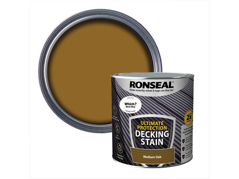 Ronseal Ultimate Protection Decking Stain Medium Oak 2.5 litre RSLNUDSMO25L