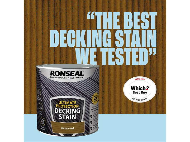 Ronseal Ultimate Protection Decking Stain Medium Oak 2.5 litre RSLNUDSMO25L