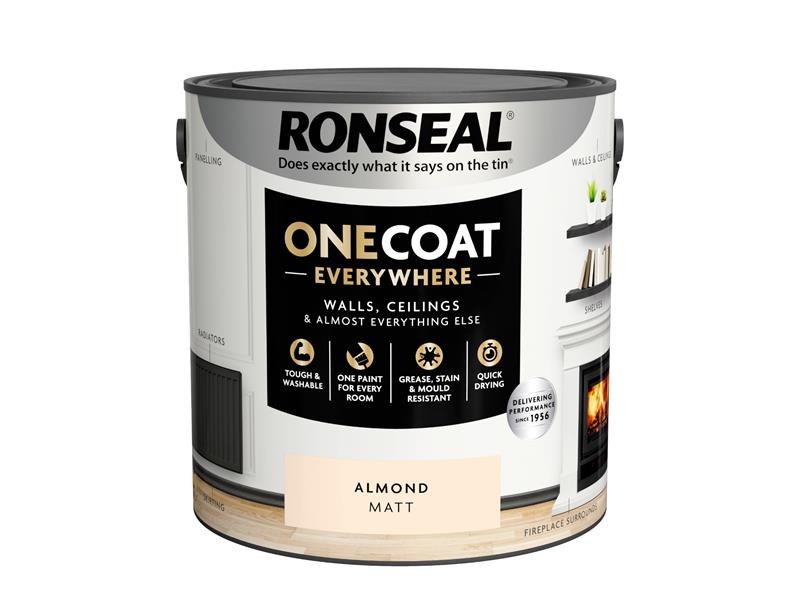 Ronseal One Coat Everywhere Interior Paint Almond Matt 2.5 litre RSLOCEAM25L