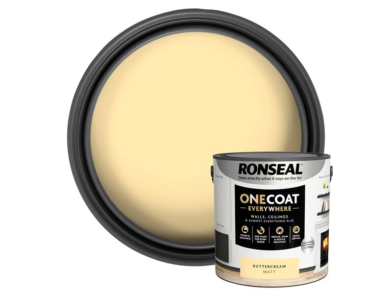 Ronseal One Coat Everywhere Interior Paint Buttercream Matt 2.5 ltr RSLOCEBM25L
