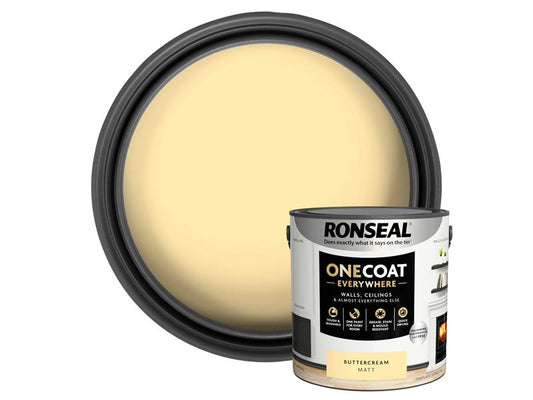 Ronseal One Coat Everywhere Interior Paint Buttercream Matt 2.5 ltr RSLOCEBM25L