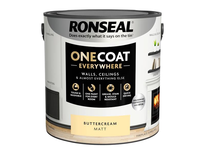 Ronseal One Coat Everywhere Interior Paint Buttercream Matt 2.5 ltr RSLOCEBM25L