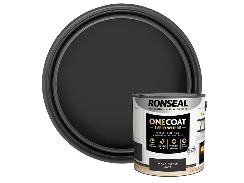 Ronseal One Coat Interior Paint Black Pepper Matt 2.5 ltr RSLOCEBPM25L