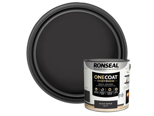 Ronseal One Coat Interior Paint Black Pepper Matt 2.5 ltr RSLOCEBPM25L