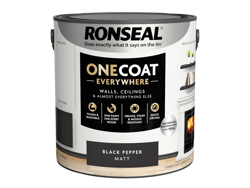 Ronseal One Coat Interior Paint Black Pepper Matt 2.5 ltr RSLOCEBPM25L
