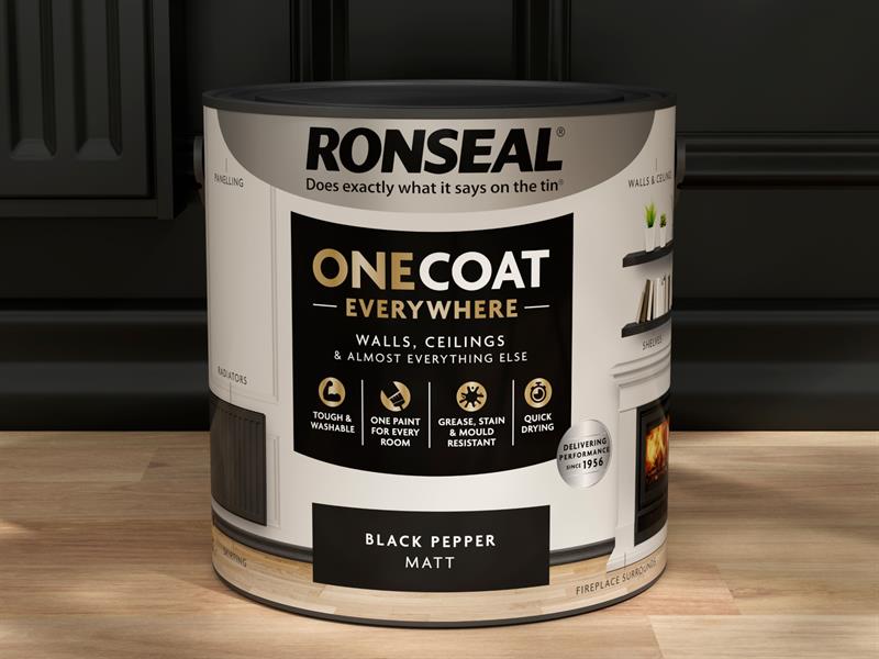 Ronseal One Coat Interior Paint Black Pepper Matt 2.5 ltr RSLOCEBPM25L