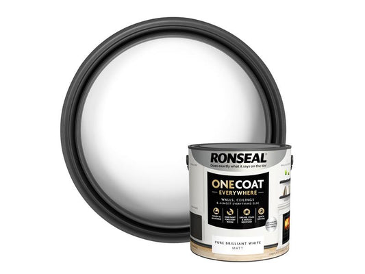 Ronseal One Coat Interior Paint Pure Brilliant White Matt 2.5 ltr RSLOCEBWM25L
