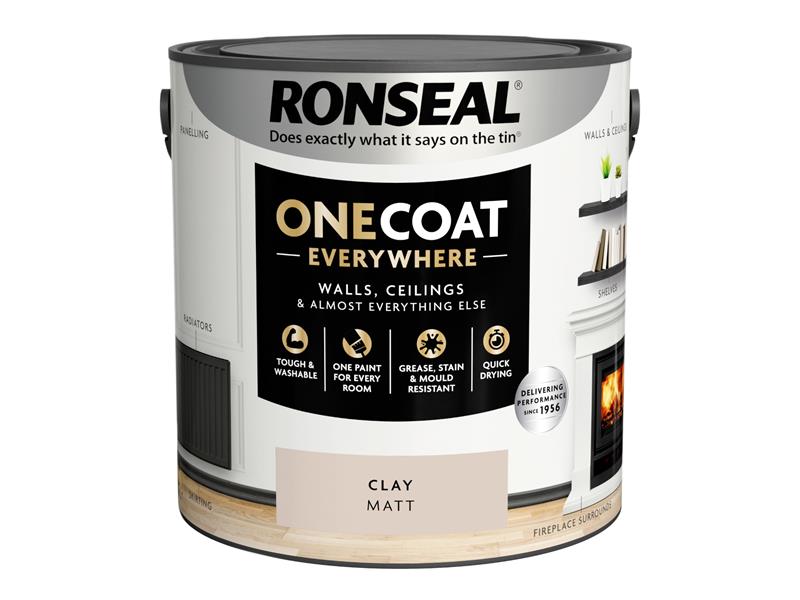 Ronseal One Coat Everywhere Interior Paint Clay Matt 2.5 litre RSLOCECM25L