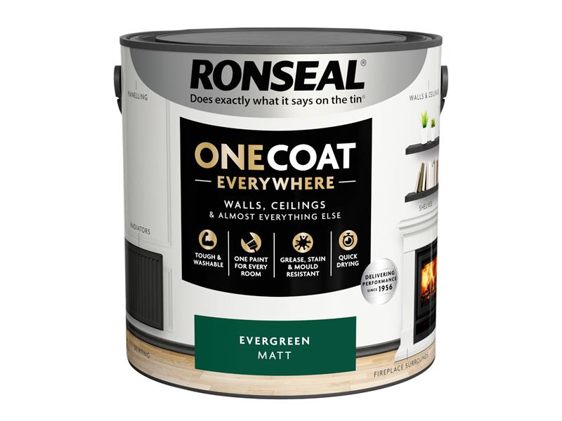 Ronseal One Coat Everywhere Interior Paint Evergreen Matt 2.5 litre RSLOCEEM25L