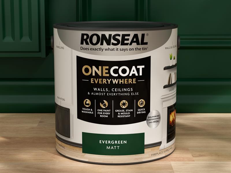 Ronseal One Coat Everywhere Interior Paint Evergreen Matt 2.5 litre RSLOCEEM25L