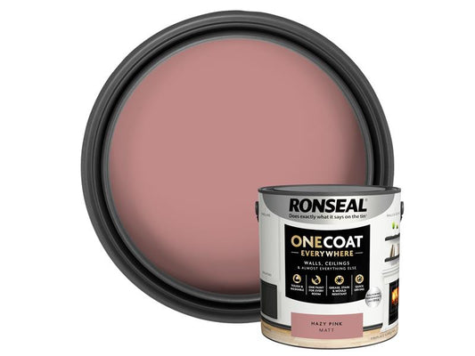 Ronseal One Coat Everywhere Interior Paint Hazy Pink Matt 2.5 ltr RSLOCEHPM25L
