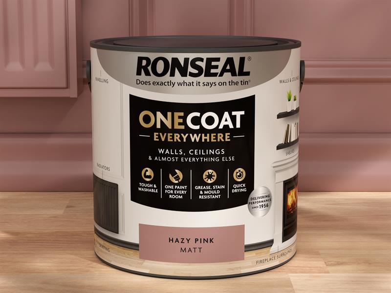 Ronseal One Coat Everywhere Interior Paint Hazy Pink Matt 2.5 ltr RSLOCEHPM25L
