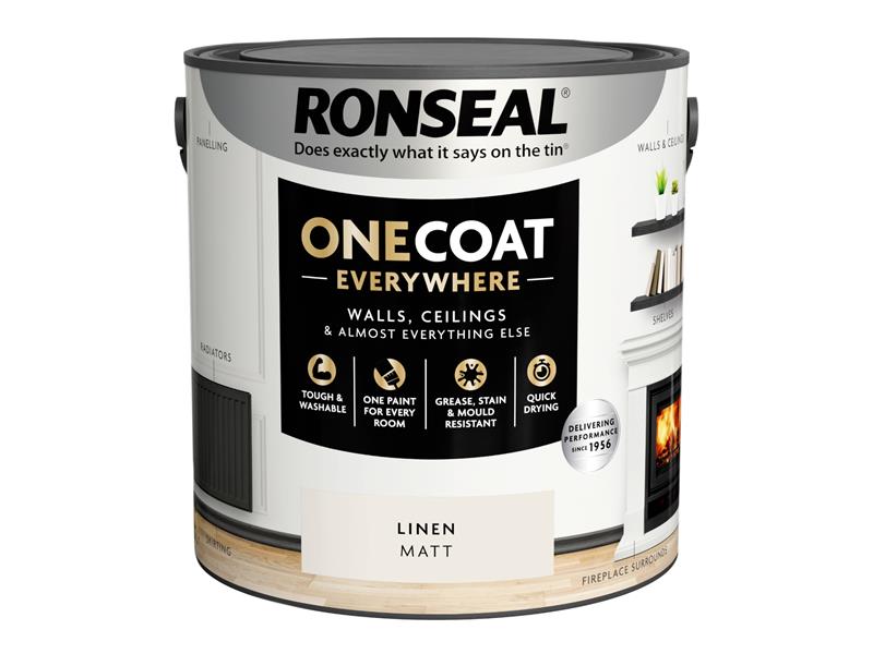 Ronseal One Coat Everywhere Interior Paint Linen Matt 2.5 litre RSLOCELM25L
