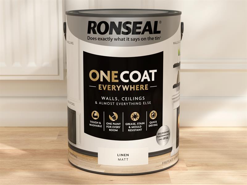 Ronseal One Coat Everywhere Interior Paint Linen Matt 5 litre RSLOCELM5L