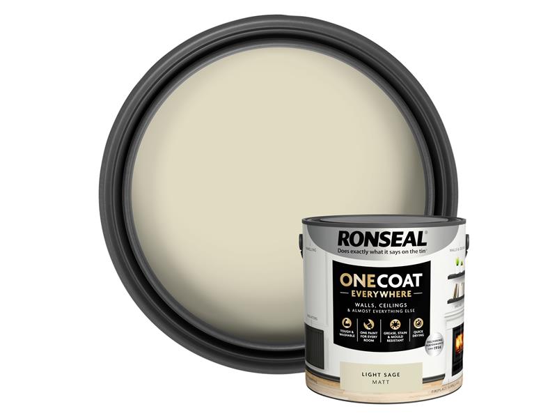 Ronseal One Coat Everywhere Interior Paint Light Sage Matt 2.5 ltr RSLOCELSM25L
