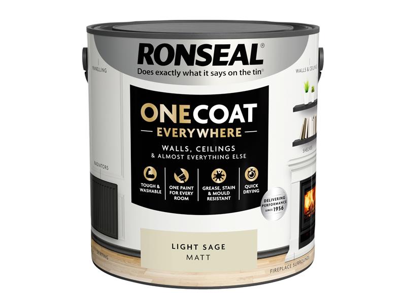 Ronseal One Coat Everywhere Interior Paint Light Sage Matt 2.5 ltr RSLOCELSM25L