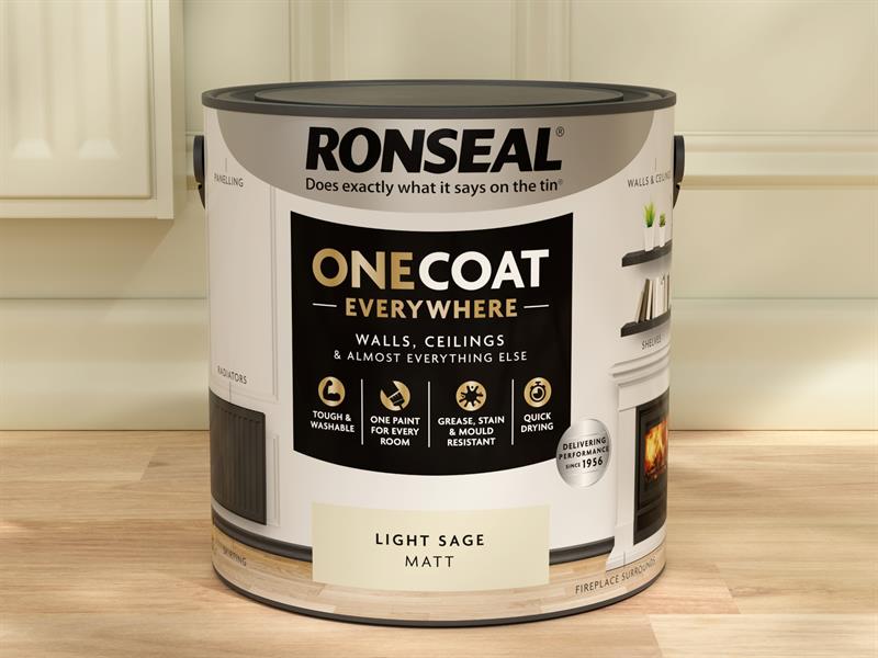 Ronseal One Coat Everywhere Interior Paint Light Sage Matt 2.5 ltr RSLOCELSM25L