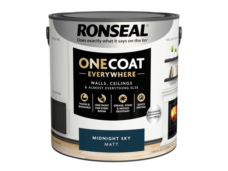 Ronseal One Coat Interior Paint Midnight Sky Matt 2.5 ltr RSLOCEMSM25L
