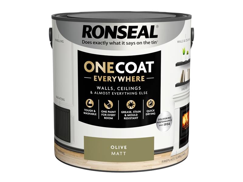 Ronseal One Coat Everywhere Interior Paint Olive Matt 2.5 litre RSLOCEOLM25L