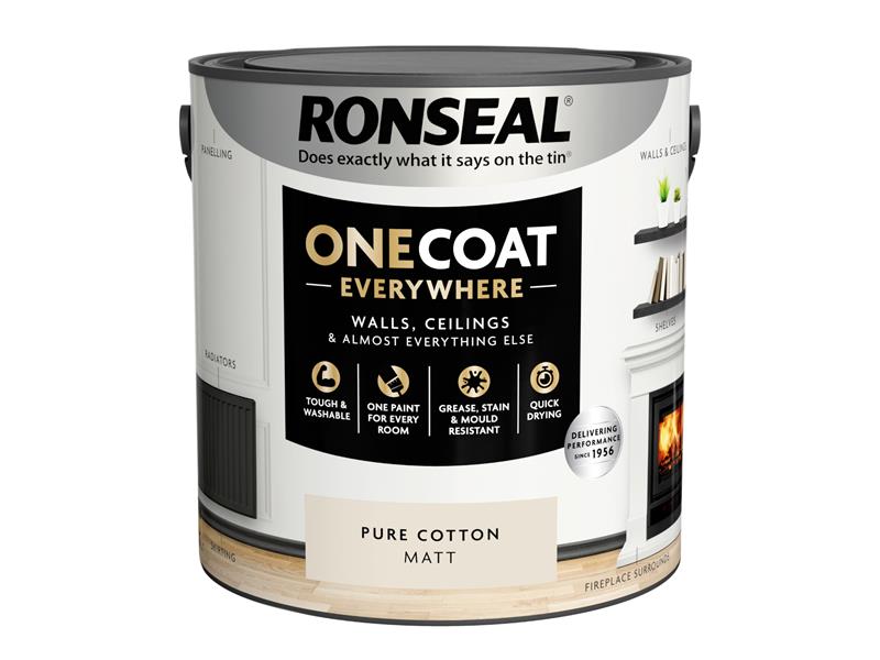 Ronseal One Coat Everywhere Interior Pure Cotton Matt 2.5 litre RSLOCEPCM25L