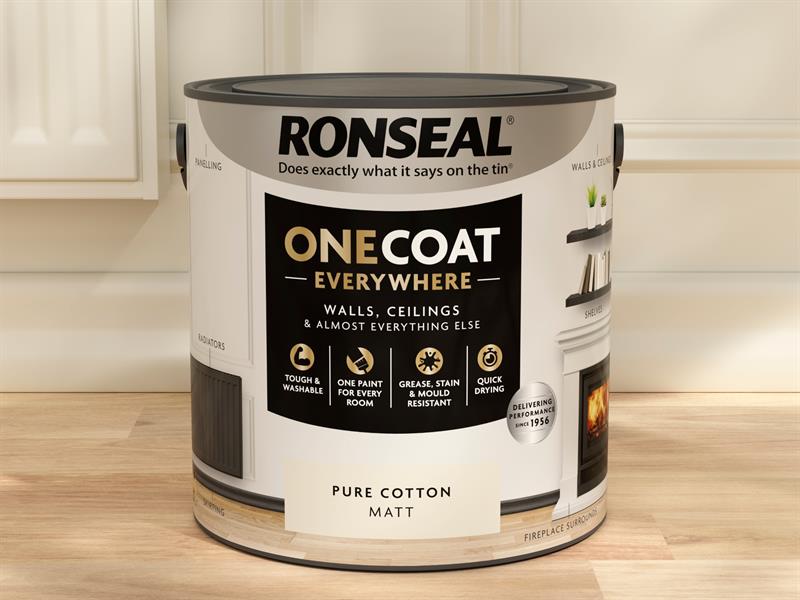 Ronseal One Coat Everywhere Interior Pure Cotton Matt 2.5 litre RSLOCEPCM25L