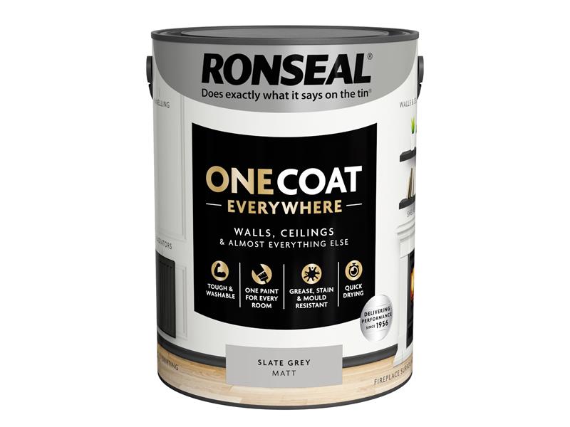 Ronseal One Coat Everywhere Interior Slate Grey Matt 5 litre RSLOCESGM5L
