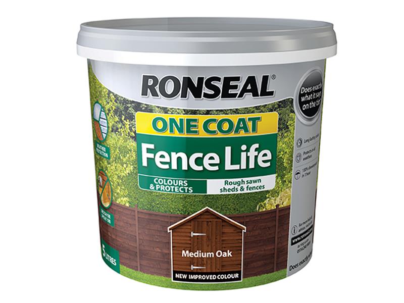 Ronseal One Coat Fence Life Medium Oak 5 litre RSLOCFLMO5L