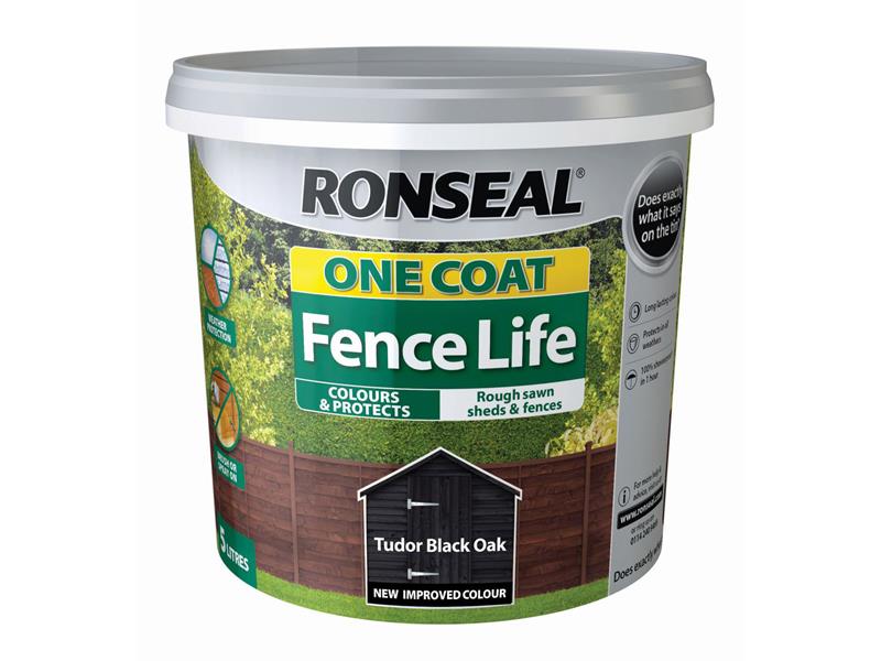Ronseal One Coat Fence Life Tudor Black Oak 5 litre RSLOCFLTBO5L