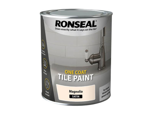 Ronseal One Coat Tile Paint Magnolia Satin 750ml RSLOCTPMS750