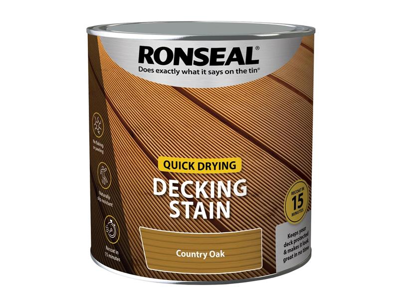 Ronseal Quick Drying Decking Stain Country Oak 2.5 litre RSLQDDSCO25L