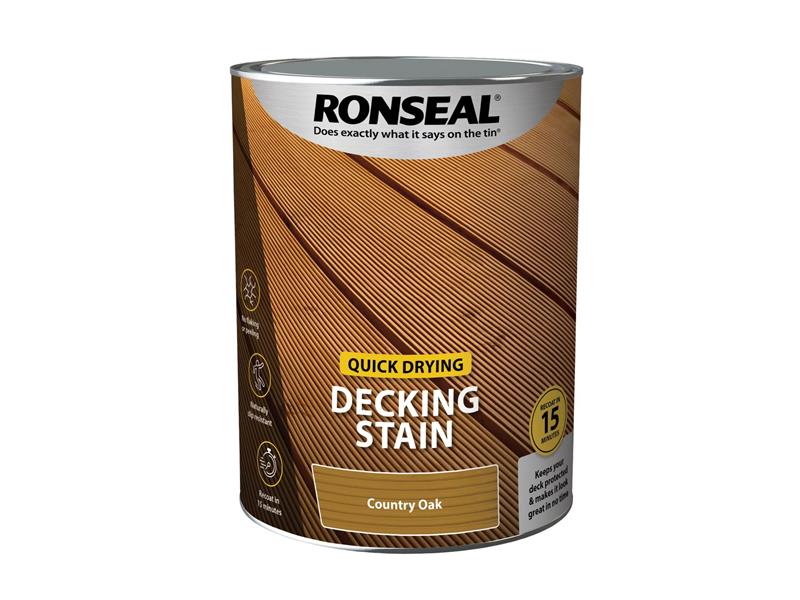 Ronseal Quick Drying Decking Stain Country Oak 5 litre RSLQDDSCO5L
