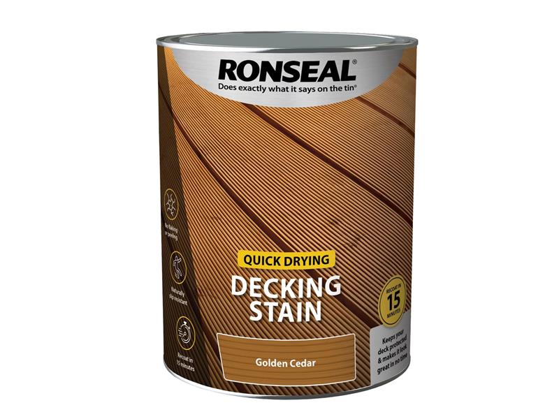 Ronseal Quick Drying Decking Stain Golden Cedar 5 litre RSLQDDSGC5L