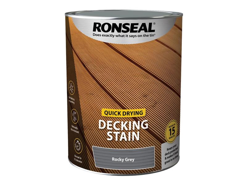Ronseal Quick Drying Decking Stain Rocky Grey 5 litre RSLQDDSRG5L