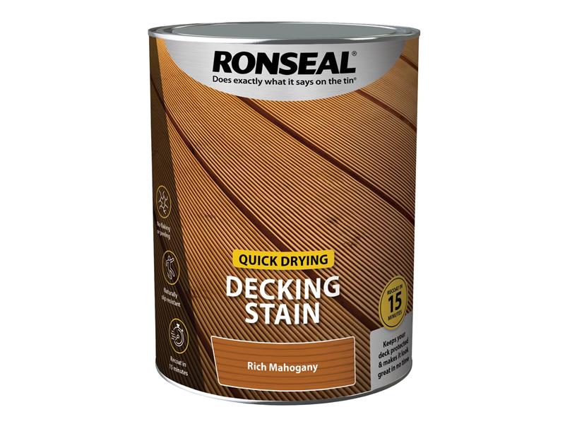 Ronseal Quick Drying Decking Stain Rich Mahogany 5 litre RSLQDDSRM5L