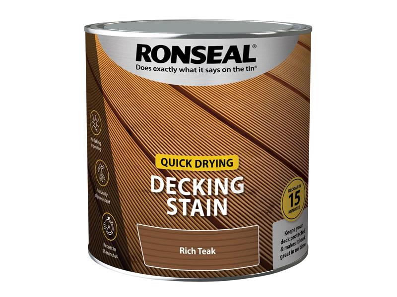 Ronseal Quick Drying Decking Stain Rich Teak 2.5 litre RSLQDDSRT25L