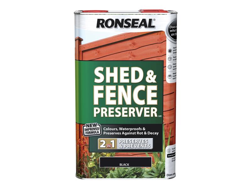 Ronseal Shed & Fence Preserver Black 5 litre RSLSFB5L