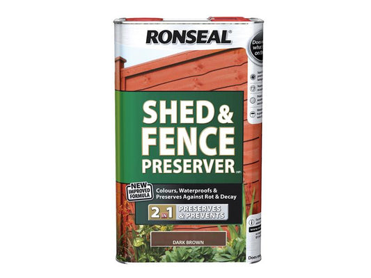 Ronseal Shed & Fence Preserver Dark Brown 5 litre RSLSFDB5L