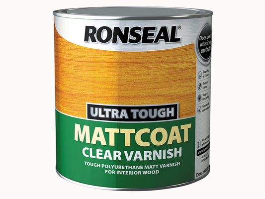 Ronseal Ultra Tough Mattcoat Internal Clear Varnish 2.5 litre RSLUTVM25L