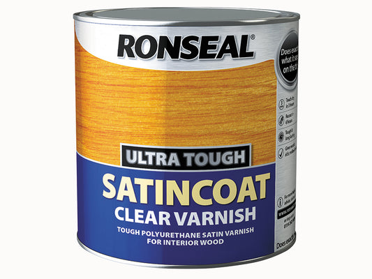 Ronseal Ultra Tough Internal Clear Satincoat Varnish 2.5 litre RSLUTVSC25L