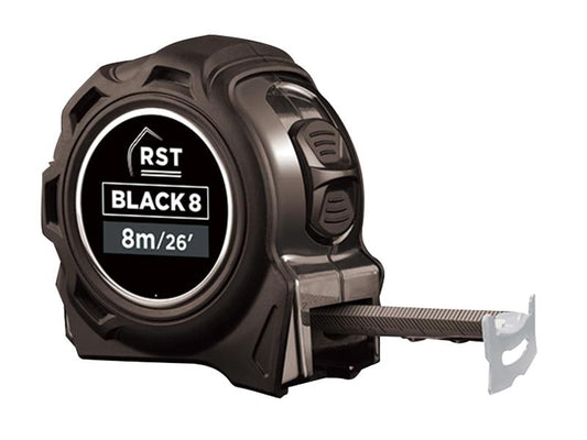R.S.T. Black Tape Measure 8m 26ft Width 25mm RSTRSTBLACK8