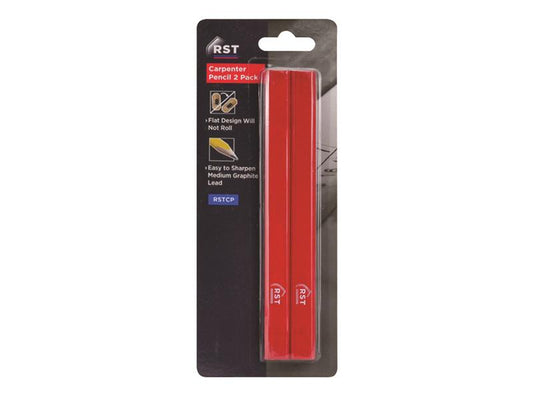 RST Carpenter's Pencils Pack 2 medium Graphite lead easy to sharpen RSTRSTCP