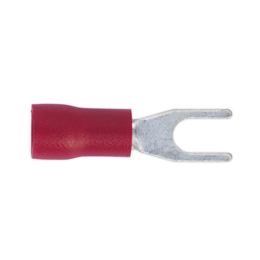 Sealey Easy-Entry Fork Terminal �3.7mm (4BA) Red Pack of 100 RT13