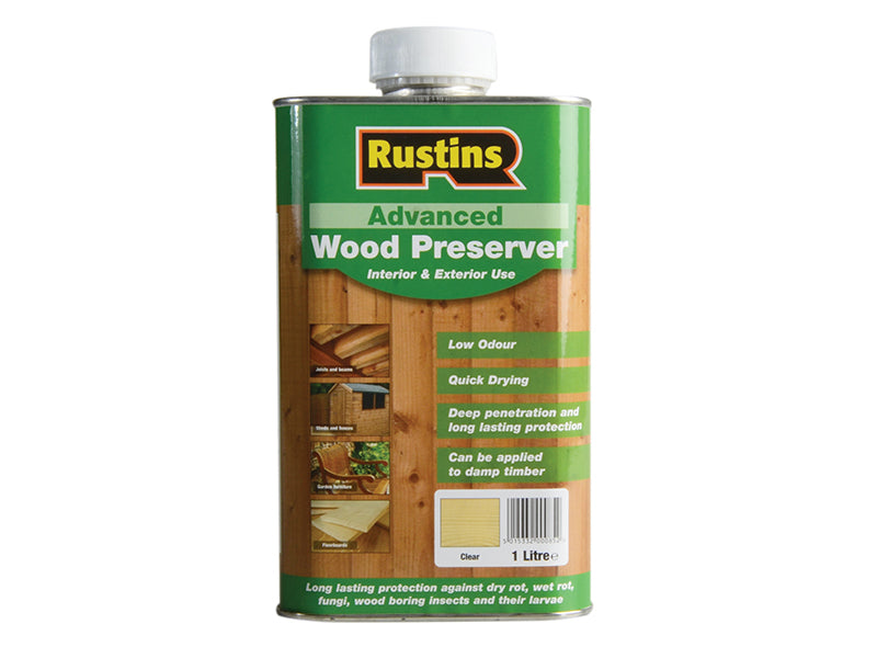 Rustins Advanced Wood Preserver Clear 1 litre RUSAWPC1L