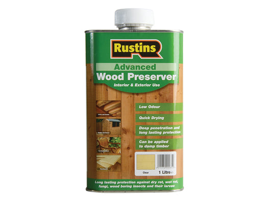 Rustins Advanced Wood Preserver Clear 1 litre RUSAWPC1L