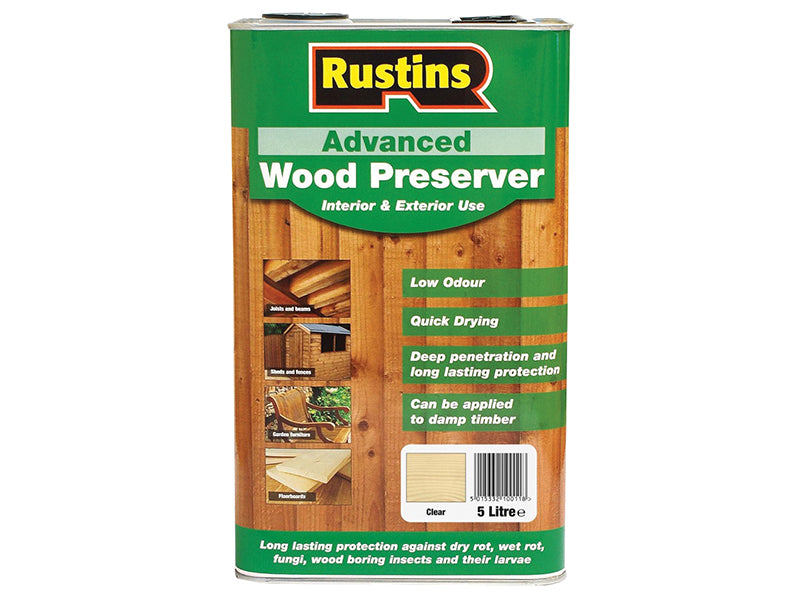 Rustins Advanced Wood Preserver Clear 5 litre RUSAWPCL5L