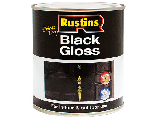 Rustins Quick Dry Black Gloss 1 Litre RUSBGWB1L