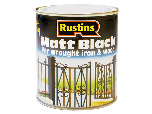 Rustins Matt Black Paint Quick Drying 250ml RUSBM250