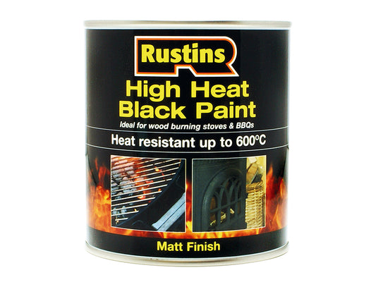Rustins High Heat Paint 600°C Black 250ml RUSH600BP250