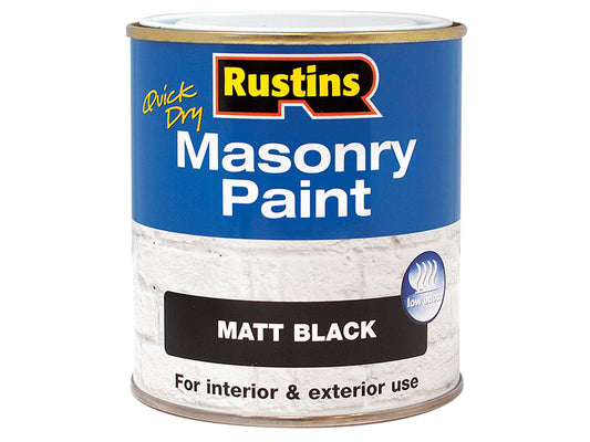 Rustins Quick Dry Masonry Paint Matt Black 250ml RUSMASPB250