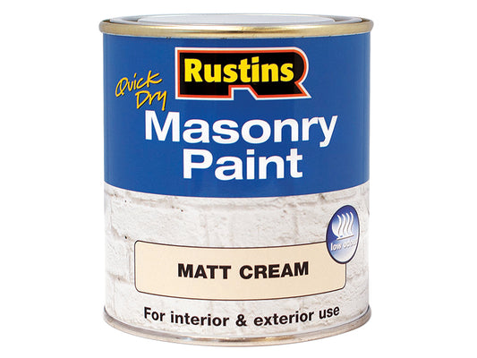 Rustins Quick Dry Masonry Paint Matt Cream 500ml RUSMASPC500